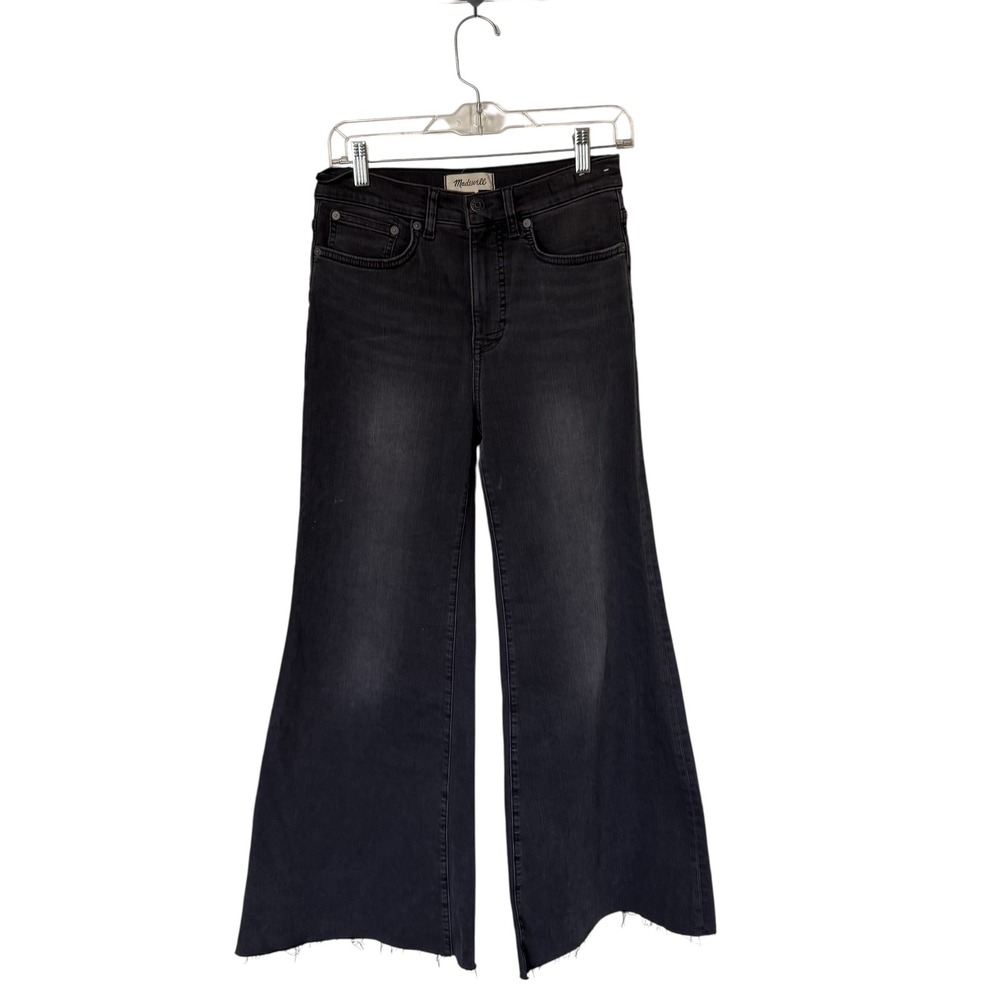 Madewell Black Washed Flare Wide-Leg Jeans